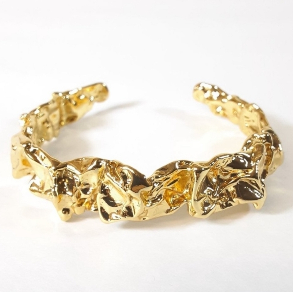 Amber Sceats 24k Gold Plated Brass Emery Cuff Bracelet NWT Italy OS - Picture 4 of 16